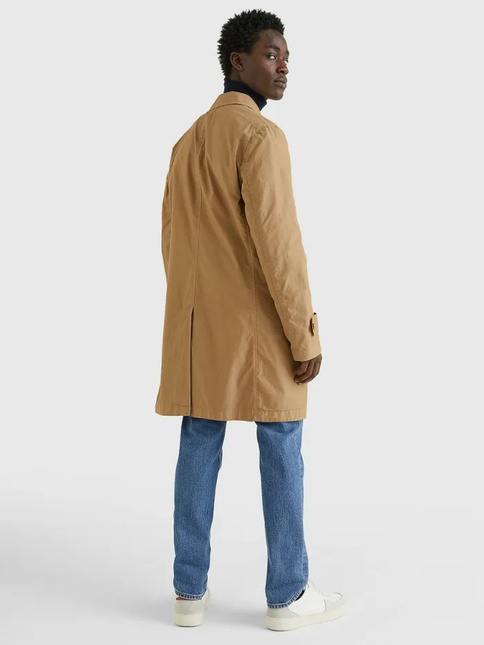 Tommy Hilfiger Garment Dyed Packable Trench Coat Khaki Mens Coats and Jackets On Sale