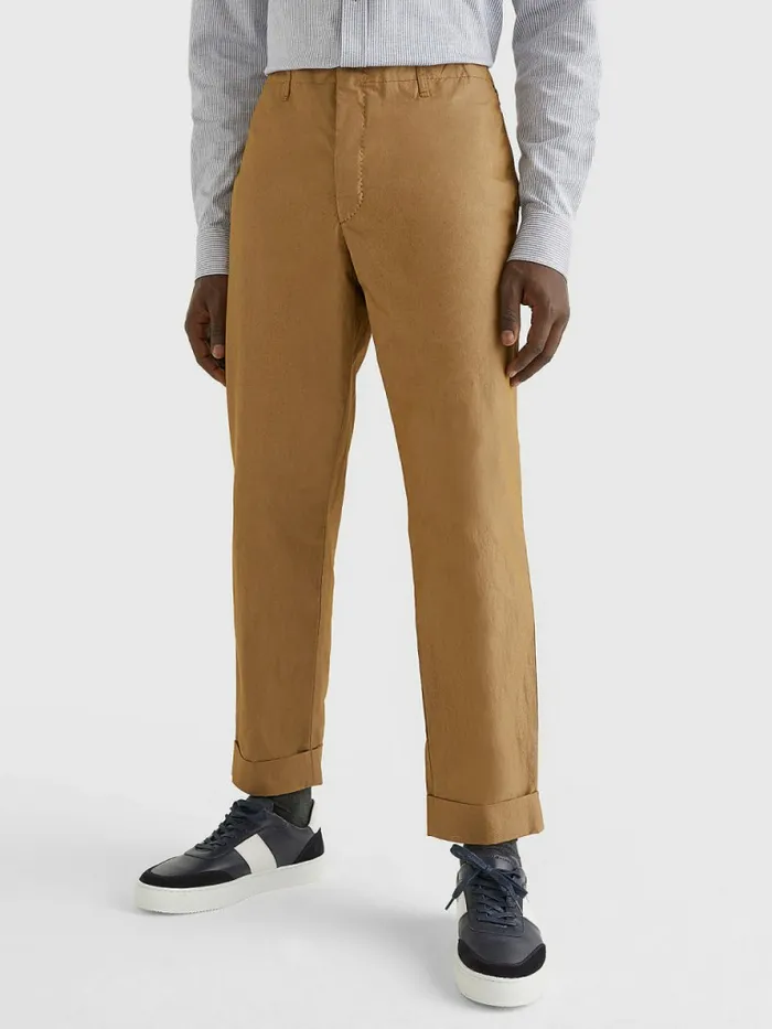 Tommy Hilfiger GarmentDyed Slim Fit Trousers Khaki Mens Suits