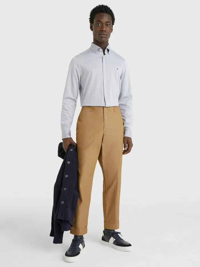 Tommy Hilfiger GarmentDyed Slim Fit Trousers Khaki Mens Suits