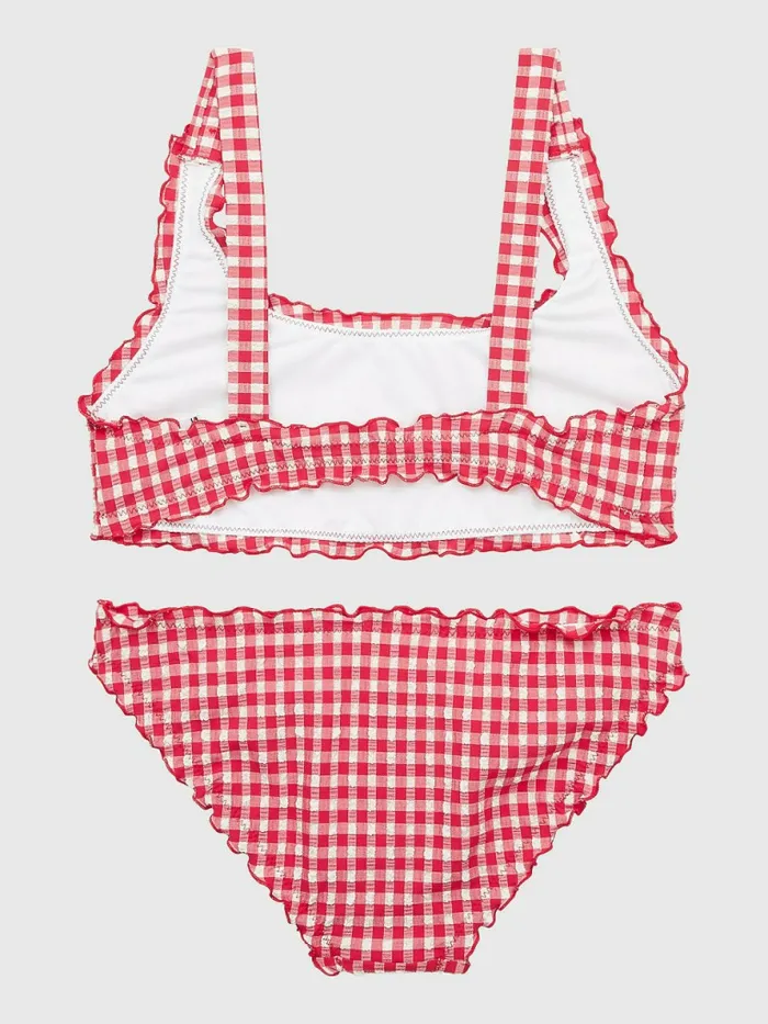 Tommy Hilfiger Gingham Check Bralette Bikini Set Primary Red And White Gingham Girls Swimwear Sale