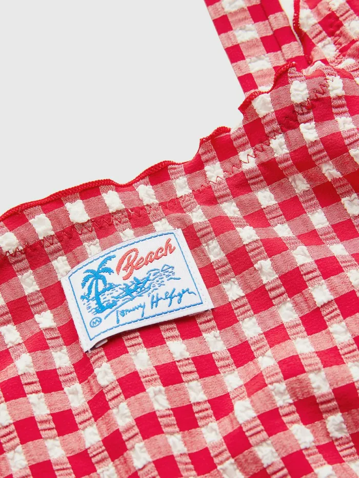 Tommy Hilfiger Gingham Check Bralette Bikini Set Primary Red And White Gingham Girls Swimwear Sale