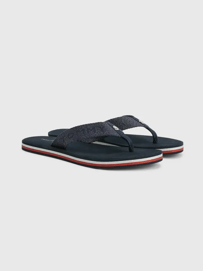 Tommy Hilfiger Glitter Logo Strap FlipFlops Desert Sky Womens Sandals Gift 4 You Tommy Hilfiger Glitter Logo Strap FlipFlops Desert Sky Womens Sandals Gift 4 You