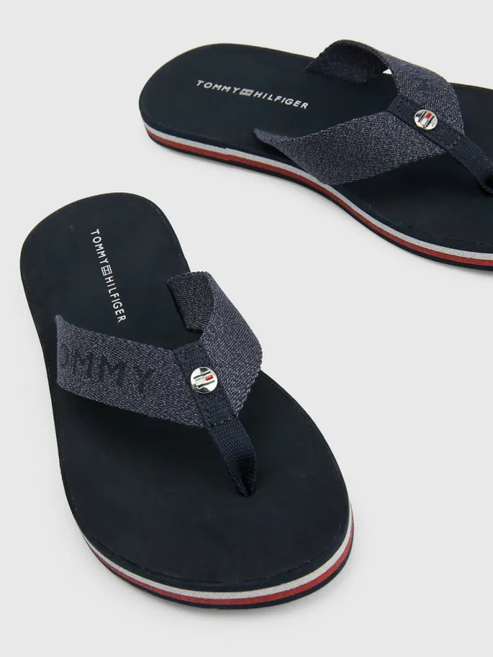 Tommy Hilfiger Glitter Logo Strap FlipFlops Desert Sky Womens Sandals Gift 4 You