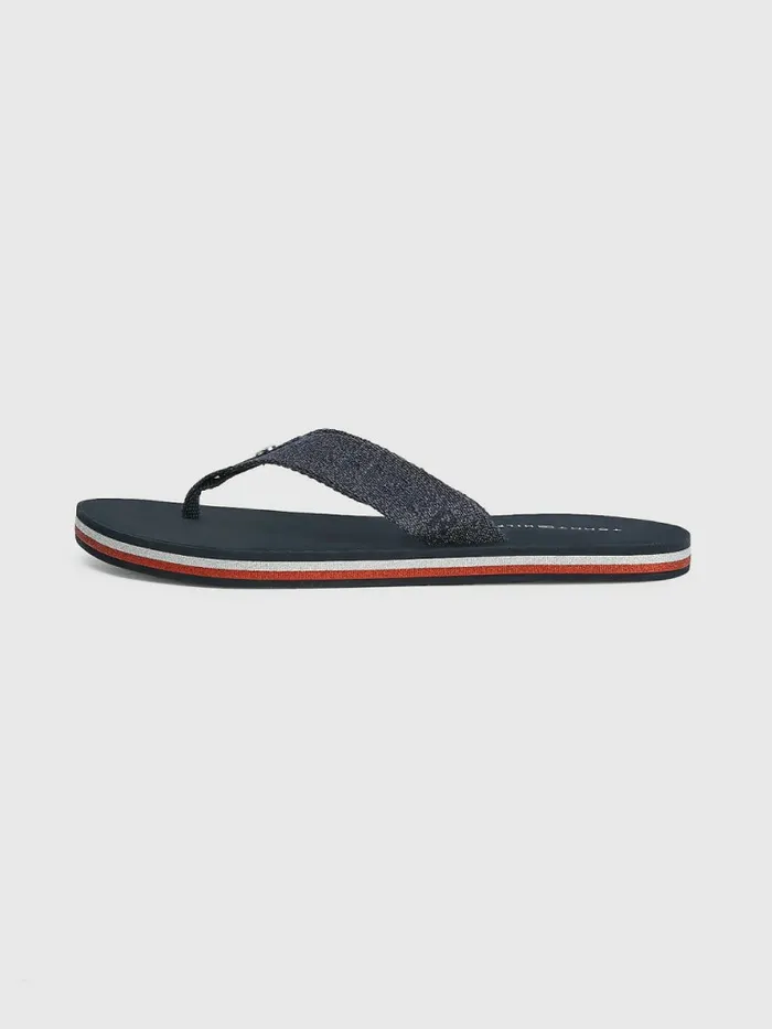 Tommy Hilfiger Glitter Logo Strap FlipFlops Desert Sky Womens Sandals Gift 4 You