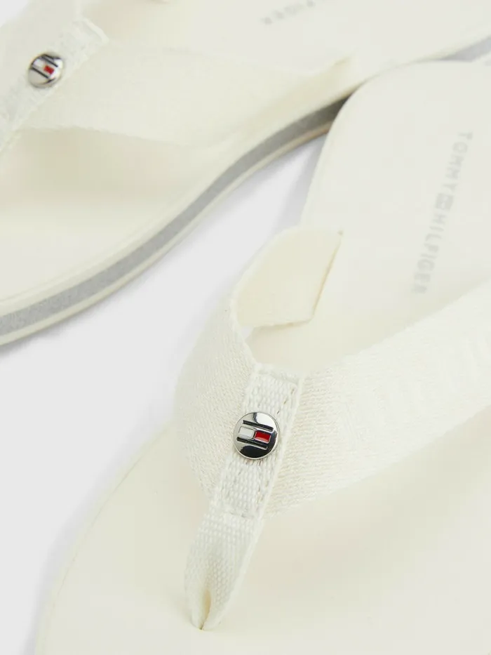 Tommy Hilfiger Glitter Logo Strap FlipFlops Ecru Womens Sandals Casaul