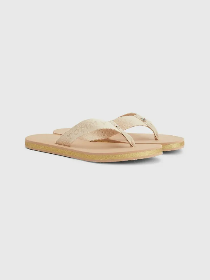 Tommy Hilfiger Glitter Logo Strap FlipFlops Sandrift Womens Sandals Casaul