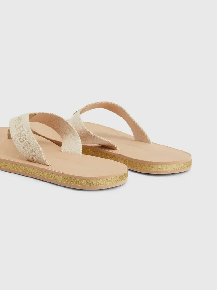 Tommy Hilfiger Glitter Logo Strap FlipFlops Sandrift Womens Sandals Casaul