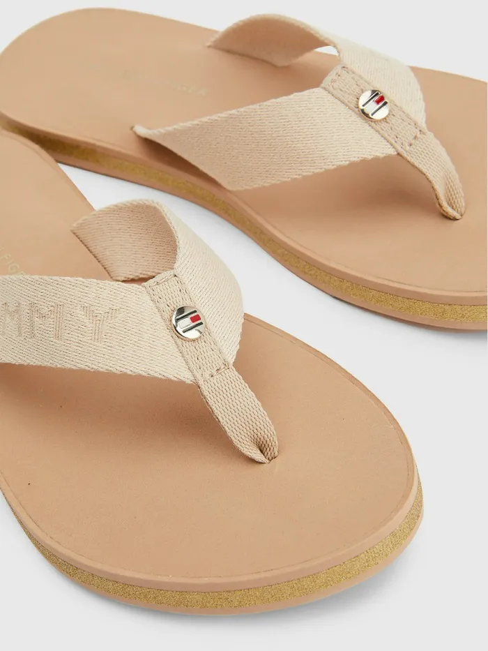 Tommy Hilfiger Glitter Logo Strap FlipFlops Sandrift Womens Sandals Casaul