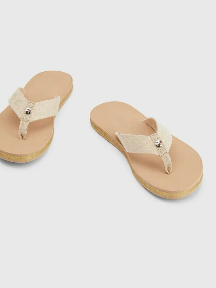 Tommy Hilfiger Glitter Logo Strap FlipFlops Sandrift Womens Sandals Casaul