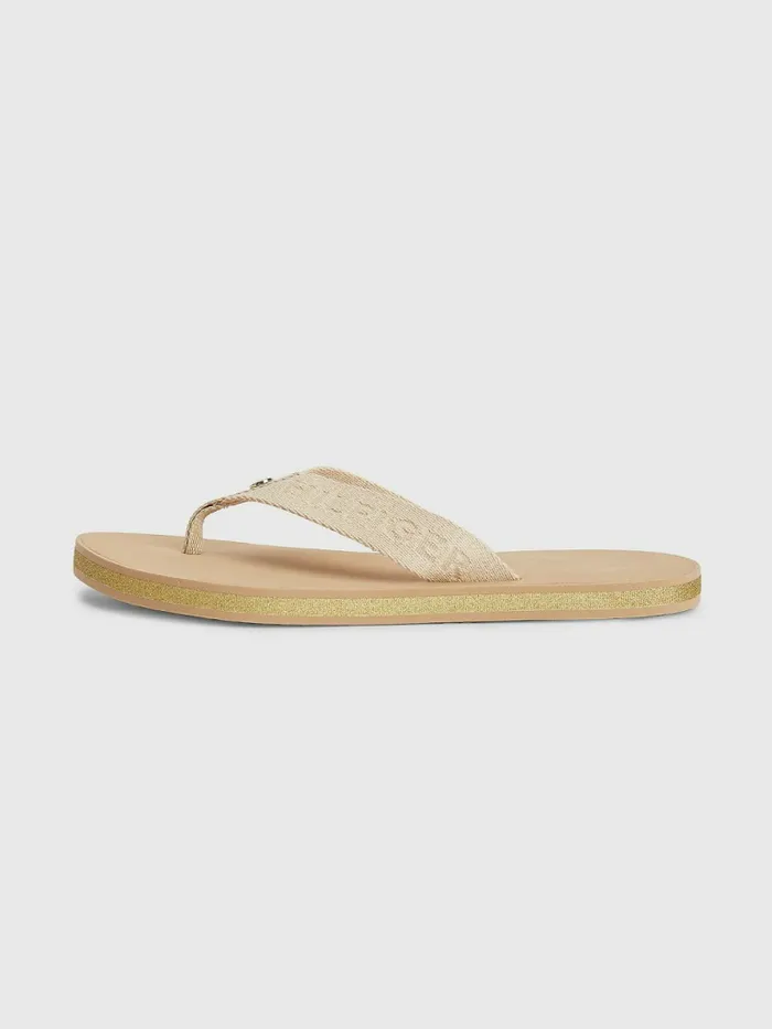 Tommy Hilfiger Glitter Logo Strap FlipFlops Sandrift Womens Sandals Casaul