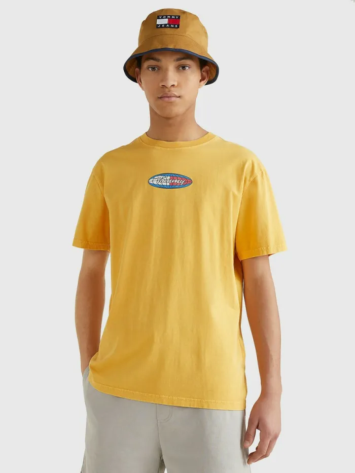 Tommy Hilfiger Globe Logo TShirt Prairie Yellow Mens TShirts Casaul