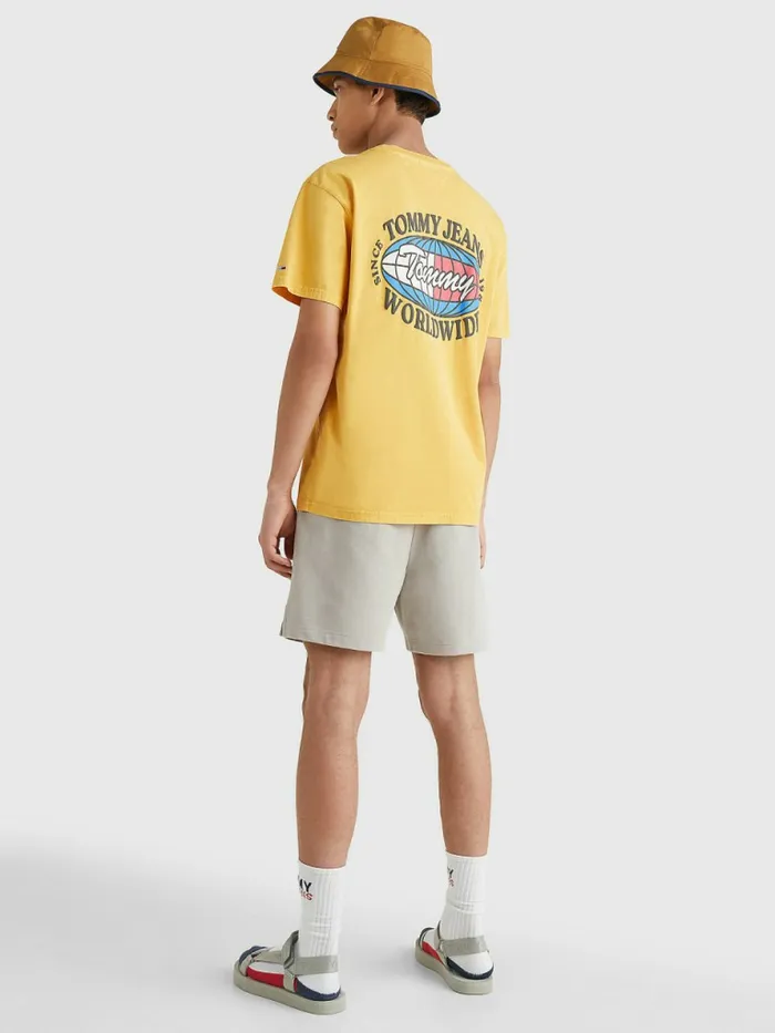 Tommy Hilfiger Globe Logo TShirt Prairie Yellow Mens TShirts Casaul