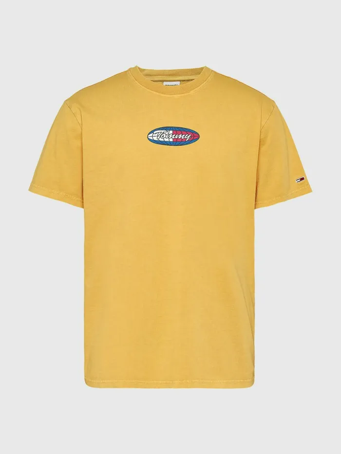 Tommy Hilfiger Globe Logo TShirt Prairie Yellow Mens TShirts Casaul