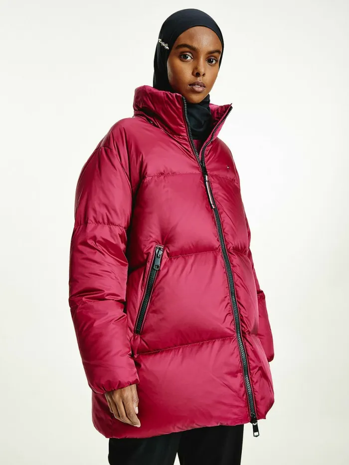 Tommy Hilfiger Gloss Matte Down Puffer Jacket Crimson RubyBlack Womens Coats and Jackets Sale Tommy Hilfiger Gloss Matte Down Puffer Jacket Crimson RubyBlack Womens Coats and Jackets Sale