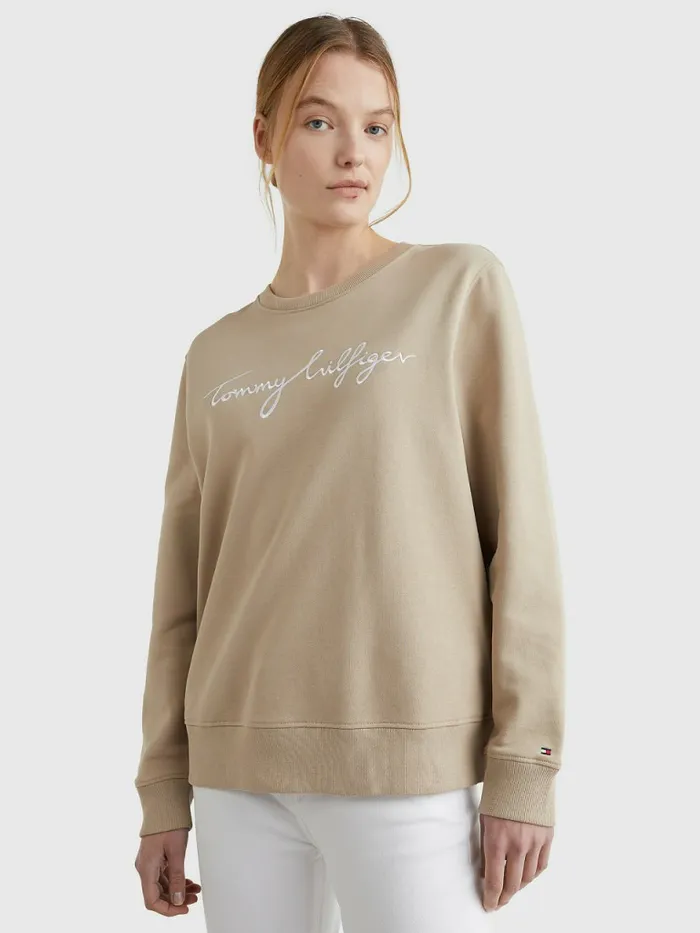Tommy Hilfiger Graphic Crew Neck Sweatshirt Beige Womens Sweatshirts and Hoodies Fashion Tommy Hilfiger Graphic Crew Neck Sweatshirt Beige Womens Sweatshirts and Hoodies Fashion