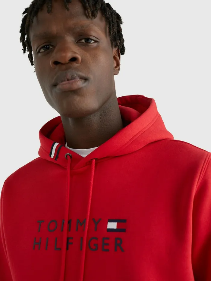 Tommy Hilfiger Graphic Logo Hoody Primary Red Mens Sweatshirts and Hoodies For Sale