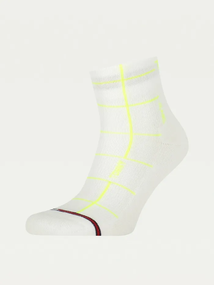 Tommy Hilfiger Grid Check AnkleLength Socks Lime Mens Socks Fashion
