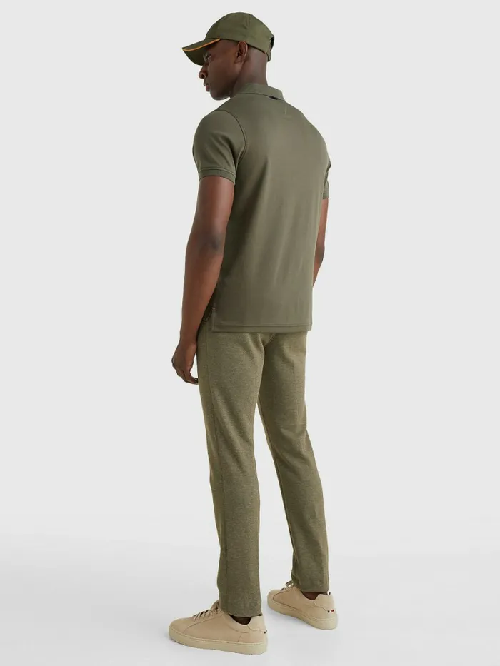 Tommy Hilfiger HalfZip Interlock Slim Fit Polo Army Green Mens Polo Shirts Online