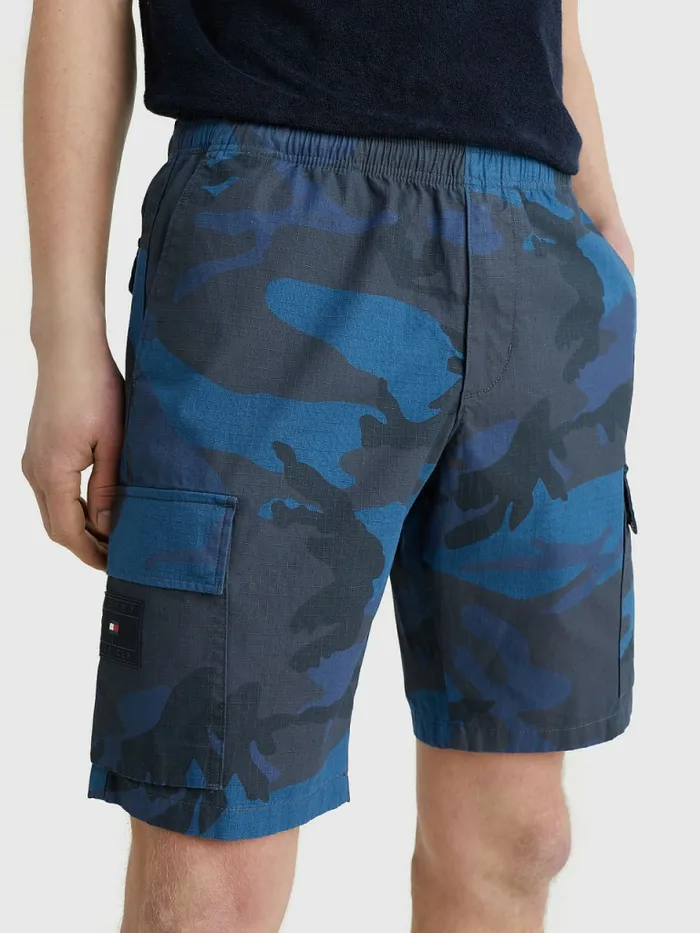 Tommy Hilfiger Harlem Camo Print Relaxed Cargo Shorts Desert Sky Mens Shorts Popular Tommy Hilfiger Harlem Camo Print Relaxed Cargo Shorts Desert Sky Mens Shorts Popular