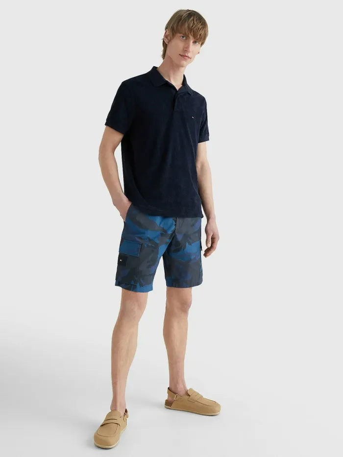 Tommy Hilfiger Harlem Camo Print Relaxed Cargo Shorts Desert Sky Mens Shorts Popular