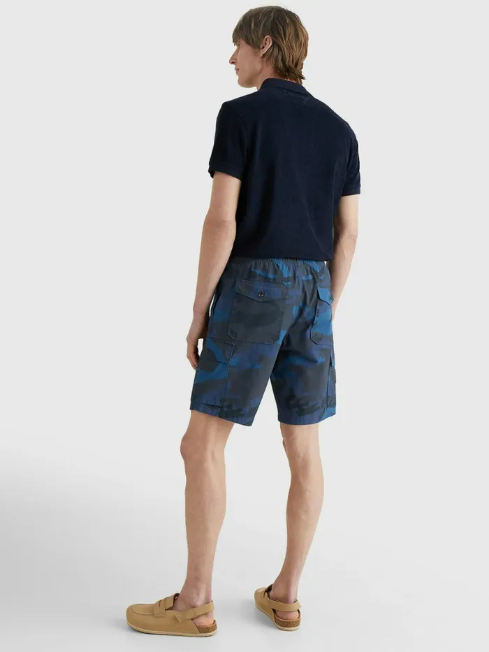 Tommy Hilfiger Harlem Camo Print Relaxed Cargo Shorts Desert Sky Mens Shorts Popular