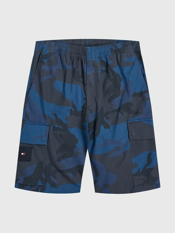 Tommy Hilfiger Harlem Camo Print Relaxed Cargo Shorts Desert Sky Mens Shorts Popular