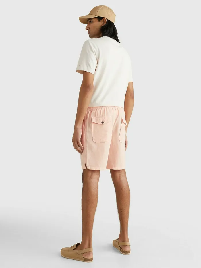 Tommy Hilfiger Harlem Relaxed Fit Linen Shorts Sunset Peach Mens Tracksuits For Sale