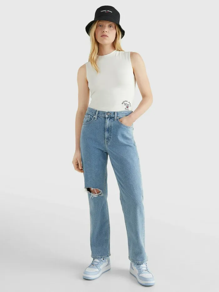 Tommy Hilfiger Harper High Rise Straight Distressed Jeans Denim Light Womens Jeans Gift 4 You