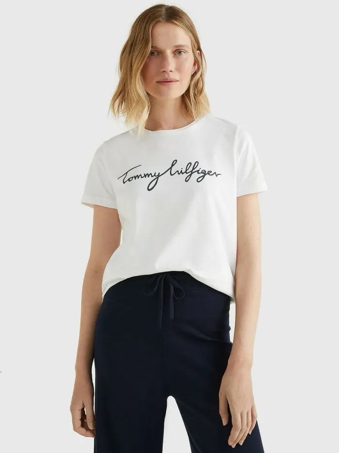 Tommy Hilfiger Heritage Crew Neck Logo TShirt Classic White Womens TShirts Cheap On Sale Tommy Hilfiger Heritage Crew Neck Logo TShirt Classic White Womens TShirts Cheap On Sale