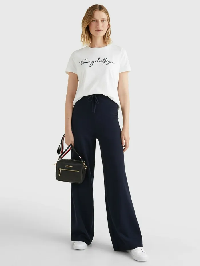 Tommy Hilfiger Heritage Crew Neck Logo TShirt Classic White Womens TShirts Cheap On Sale