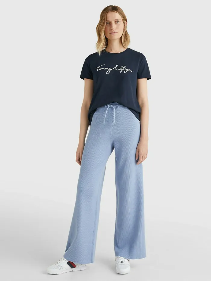 Tommy Hilfiger Heritage Crew Neck Logo TShirt Midnight Womens Essentials