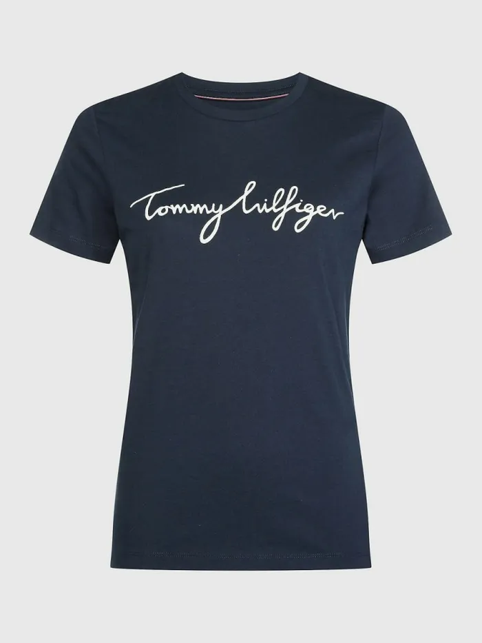 Tommy Hilfiger Heritage Crew Neck Logo TShirt Midnight Womens Essentials