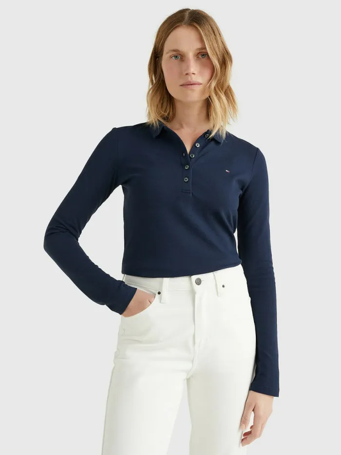 Tommy Hilfiger Heritage Long Sleeve Polo Shirt Midnight Womens Polo Shirts For Sale Tommy Hilfiger Heritage Long Sleeve Polo Shirt Midnight Womens Polo Shirts For Sale