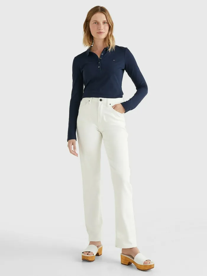 Tommy Hilfiger Heritage Long Sleeve Polo Shirt Midnight Womens Polo Shirts For Sale