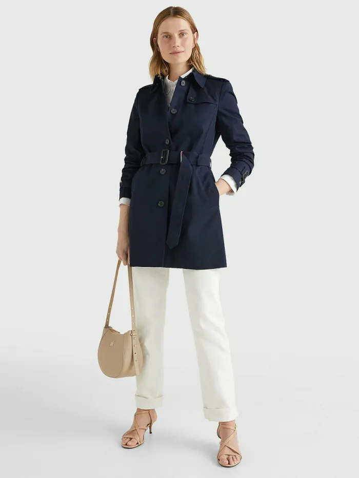 Tommy Hilfiger Heritage Single Breasted Trench Coat Midnight Womens Coats and Jackets Fashion