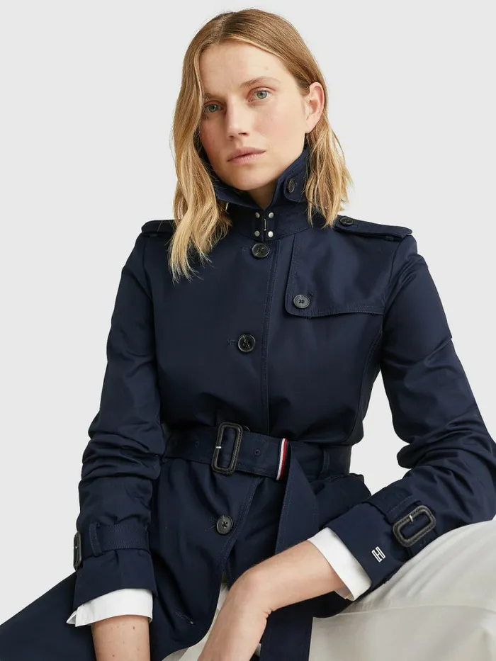Tommy Hilfiger Heritage Single Breasted Trench Coat Midnight Womens Coats and Jackets Fashion
