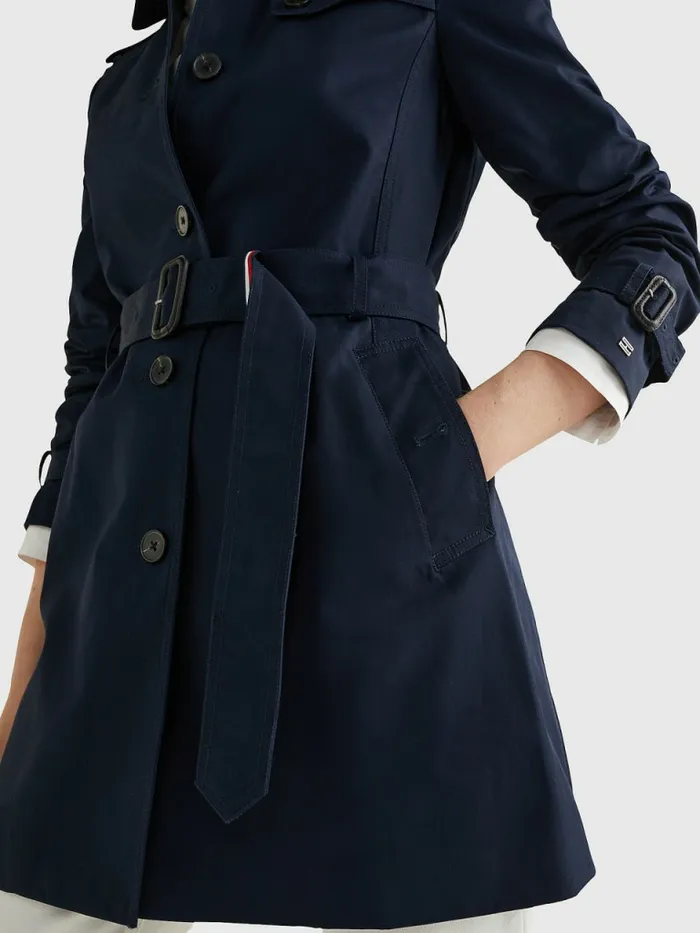 Tommy Hilfiger Heritage Single Breasted Trench Coat Midnight Womens Coats and Jackets Fashion
