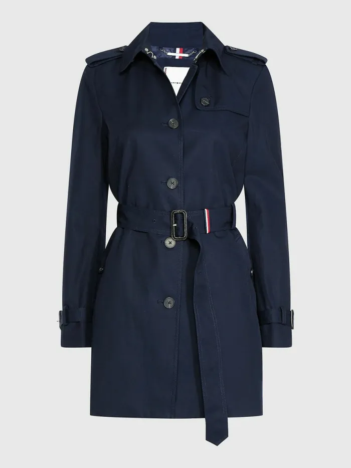 Tommy Hilfiger Heritage Single Breasted Trench Coat Midnight Womens Coats and Jackets Fashion