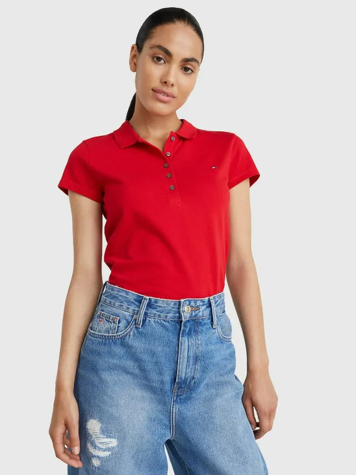 Tommy Hilfiger Heritage Slim Fit Polo Shirt Apple Red Womens Essentials