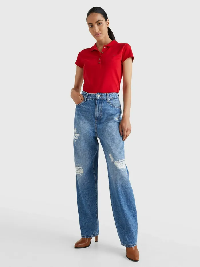 Tommy Hilfiger Heritage Slim Fit Polo Shirt Apple Red Womens Essentials