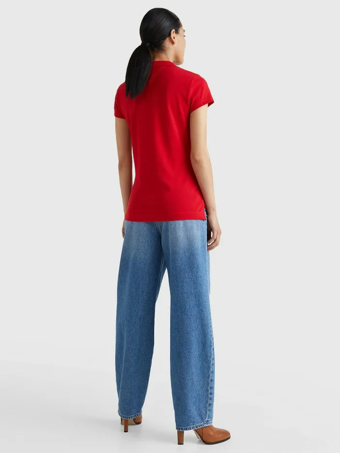 Tommy Hilfiger Heritage Slim Fit Polo Shirt Apple Red Womens Essentials
