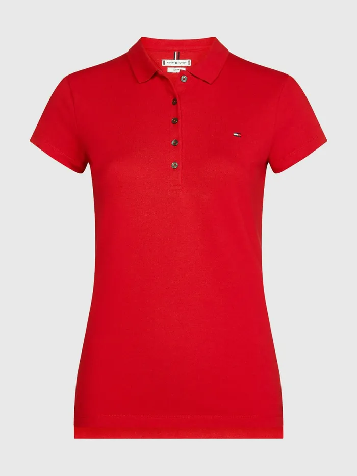 Tommy Hilfiger Heritage Slim Fit Polo Shirt Apple Red Womens Essentials
