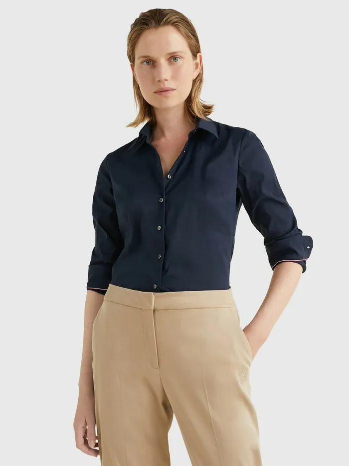 Tommy Hilfiger Heritage Slim Fit Shirt Midnight Womens Shirts and Blouses For Sale Tommy Hilfiger Heritage Slim Fit Shirt Midnight Womens Shirts and Blouses For Sale