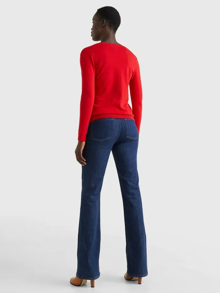 Tommy Hilfiger Heritage VNeck Jumper Apple Red Womens Knitwear Near Me