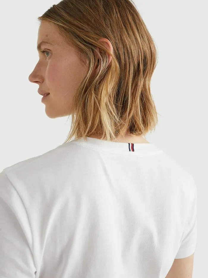 Tommy Hilfiger Heritage VNeck TShirt Classic White Womens TShirts Casaul