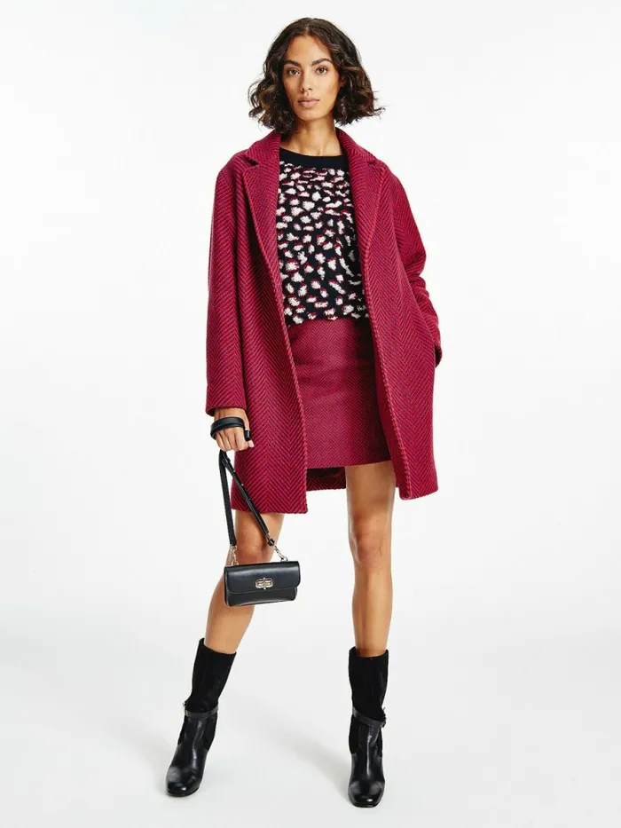 Tommy Hilfiger Herringbone SingleBreasted Coat Ruby Crimson Herringbone Womens Coats and Jackets Casaul Tommy Hilfiger Herringbone SingleBreasted Coat Ruby Crimson Herringbone Womens Coats and Jackets Casaul