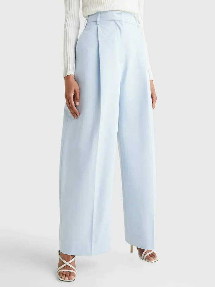 Tommy Hilfiger High Rise Wide Crest Chinos Breezy Blue Womens Trousers