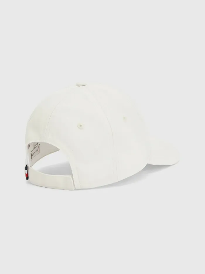 Tommy Hilfiger Iconic Metal Logo Cap Feather White Womens Hats and Scarves Fashion