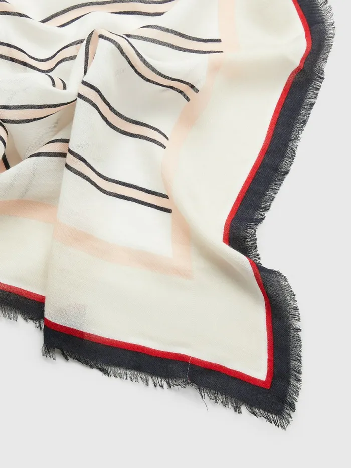 Tommy Hilfiger Iconic Mixed Stripe Square Scarf Pink Mix Womens Hats and Scarves Near Me