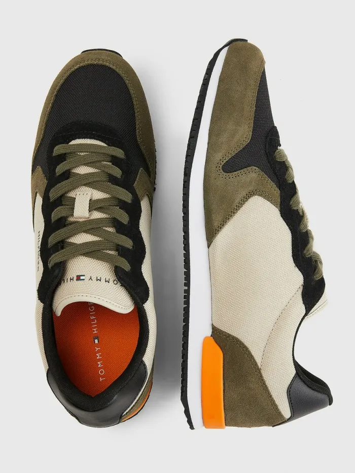Tommy Hilfiger Iconic Runner Trainers Army Green Mens Sandals Sliders and Flip Flops Popular